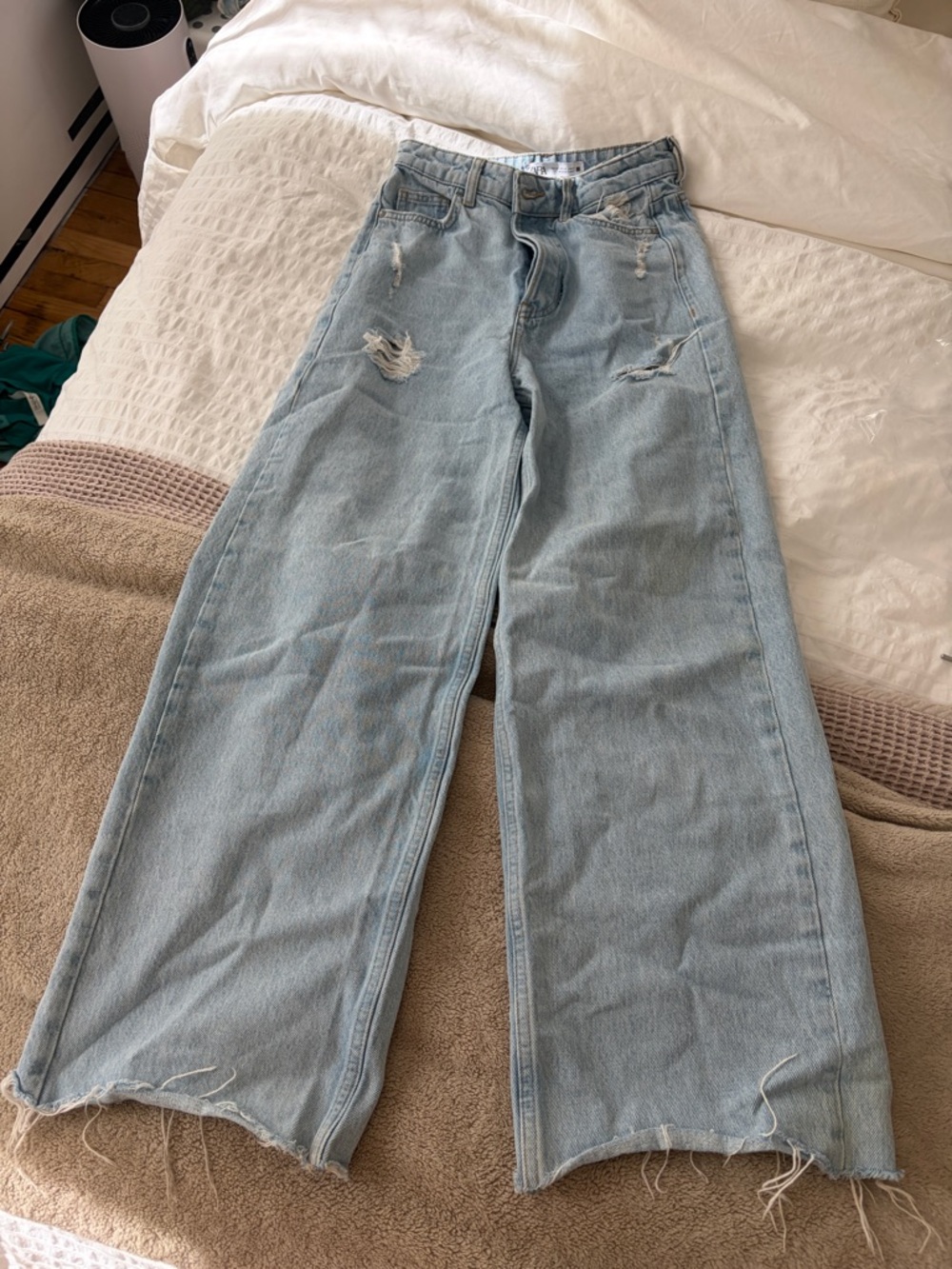 zara wide leg high waisted jeans sz 0